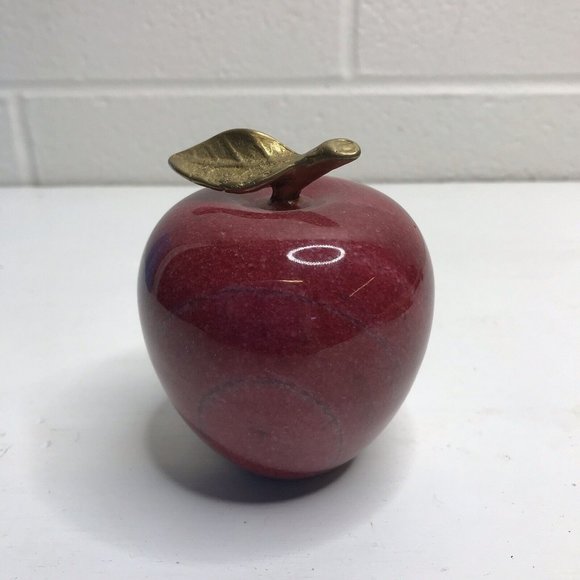 Unbranded Other - Vintage Red Marble Apple Fruit Desk Paperweight Teacher Decor Back to School